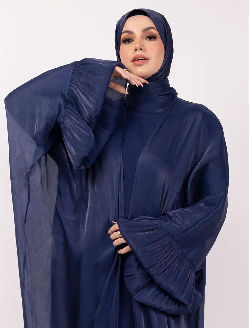 Navy Open Organza Kaftan Set